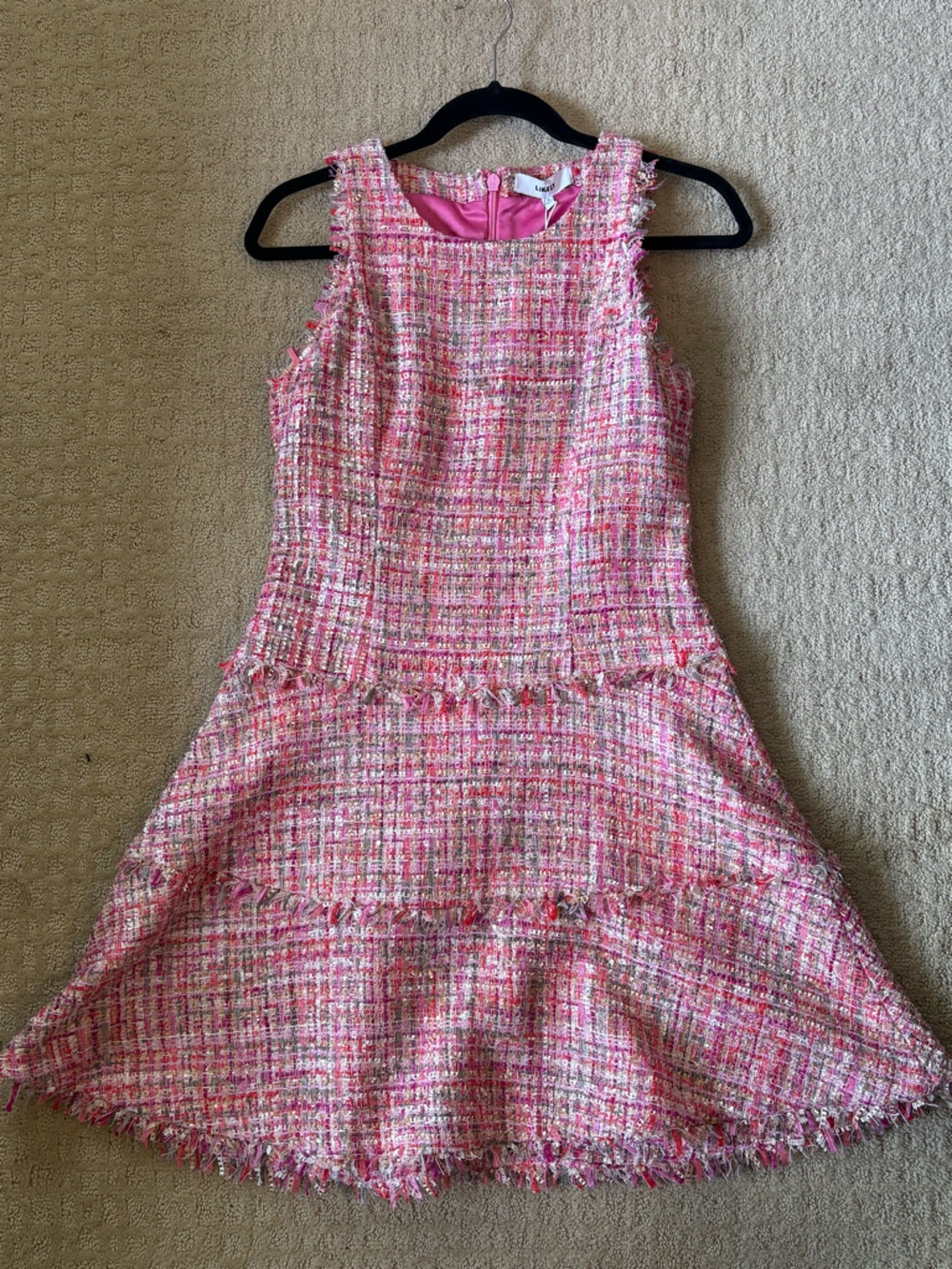 Pink Multicolor Tweed Dress